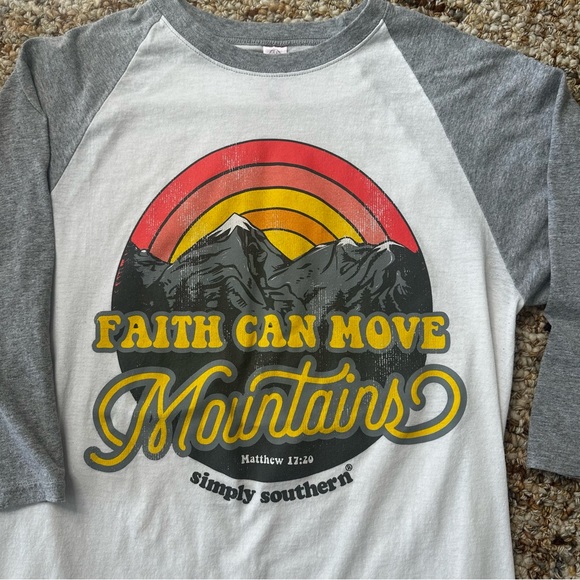 Simply Southern Vintage Collection Faith Move Mountains Baseball Shirt - Picture 3 of 8